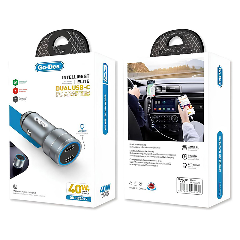 Avtomobil Şarj Adapteri 40W Go-Des GD-QC2019
