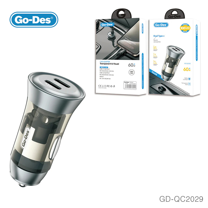 Avtomobil Şarj Adapteri 60W Go-Des GD-QC2029