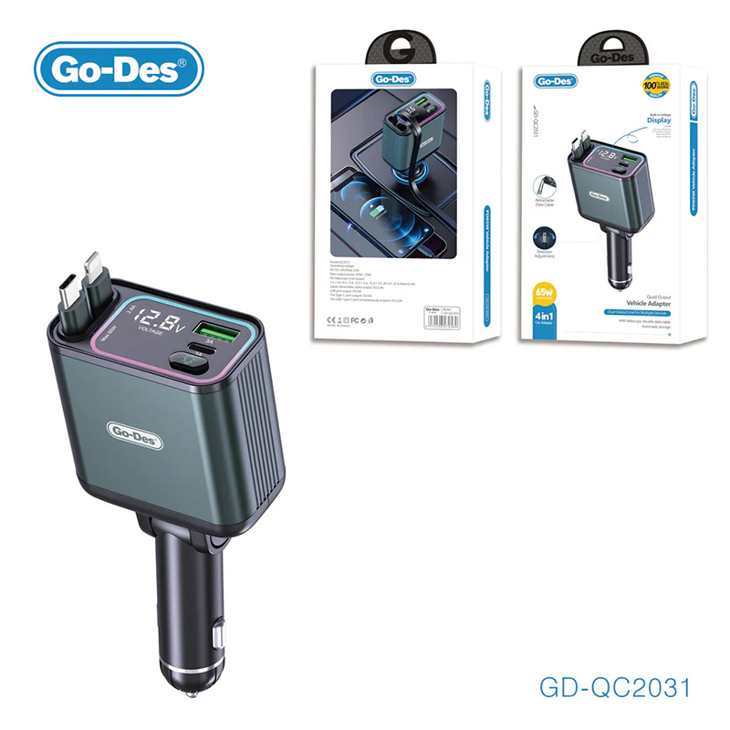 Avtomobil Şarj Adapteri 65W Go-Des GD-QC2031