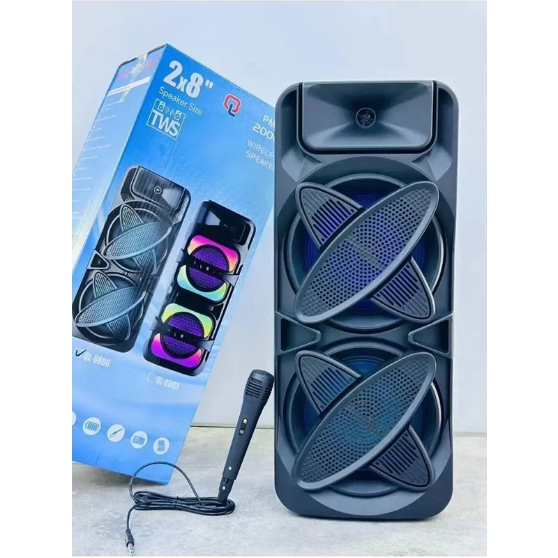 Simsiz Portativ Dinamik Bluetooth LED RGB İşıqlı 8+2 düym QL-8806