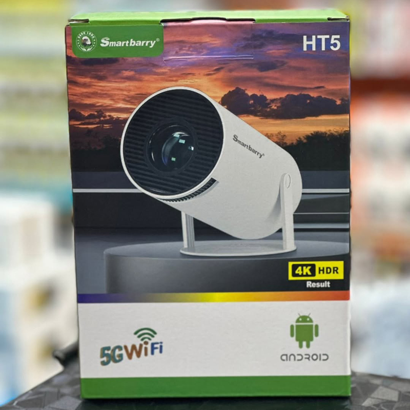 Proyektor 4K HD Portativ Smartbarry HT5 5G Wi-Fi Android Ev Ofis Teatrı Kino