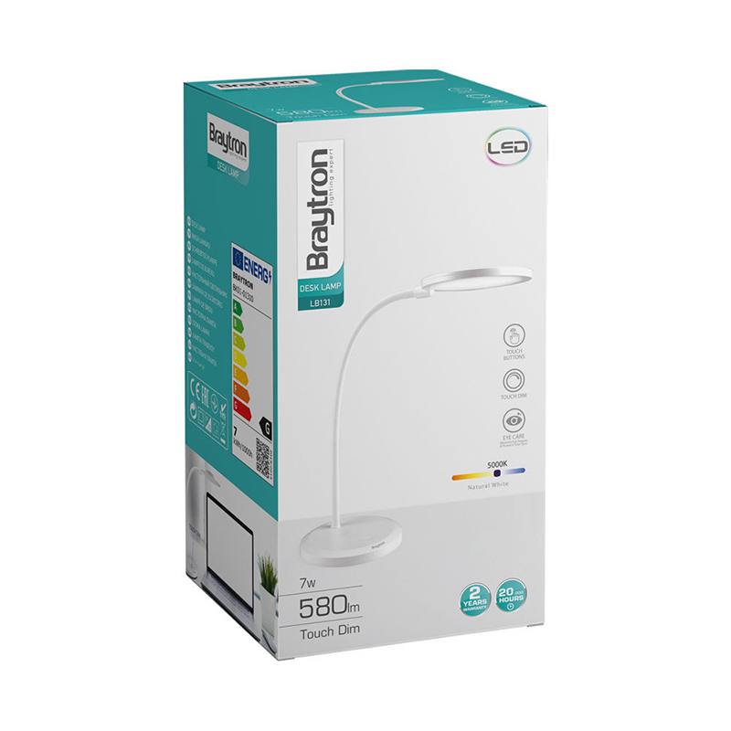 Stolüstü Lampa Masaüstü LED Braytron BK01-01310 LB131-7W 4000K Ağ IP20