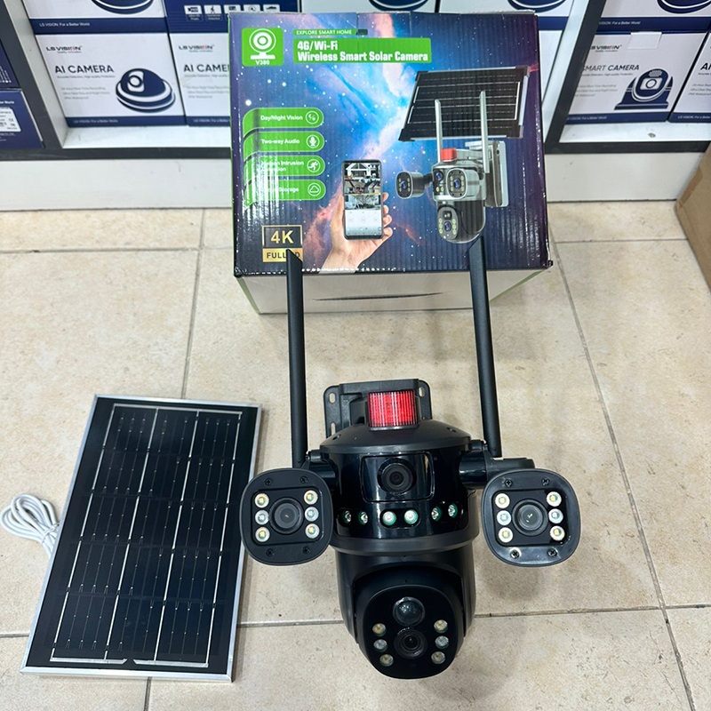 Təhlükəsizlik Kamerası Günəş Paneli 3 Kamera V380 4G WiFi
