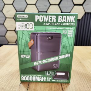 Power Bank 80000 mAh PD 22.5+27 W Super Sürətli Şarj Remax