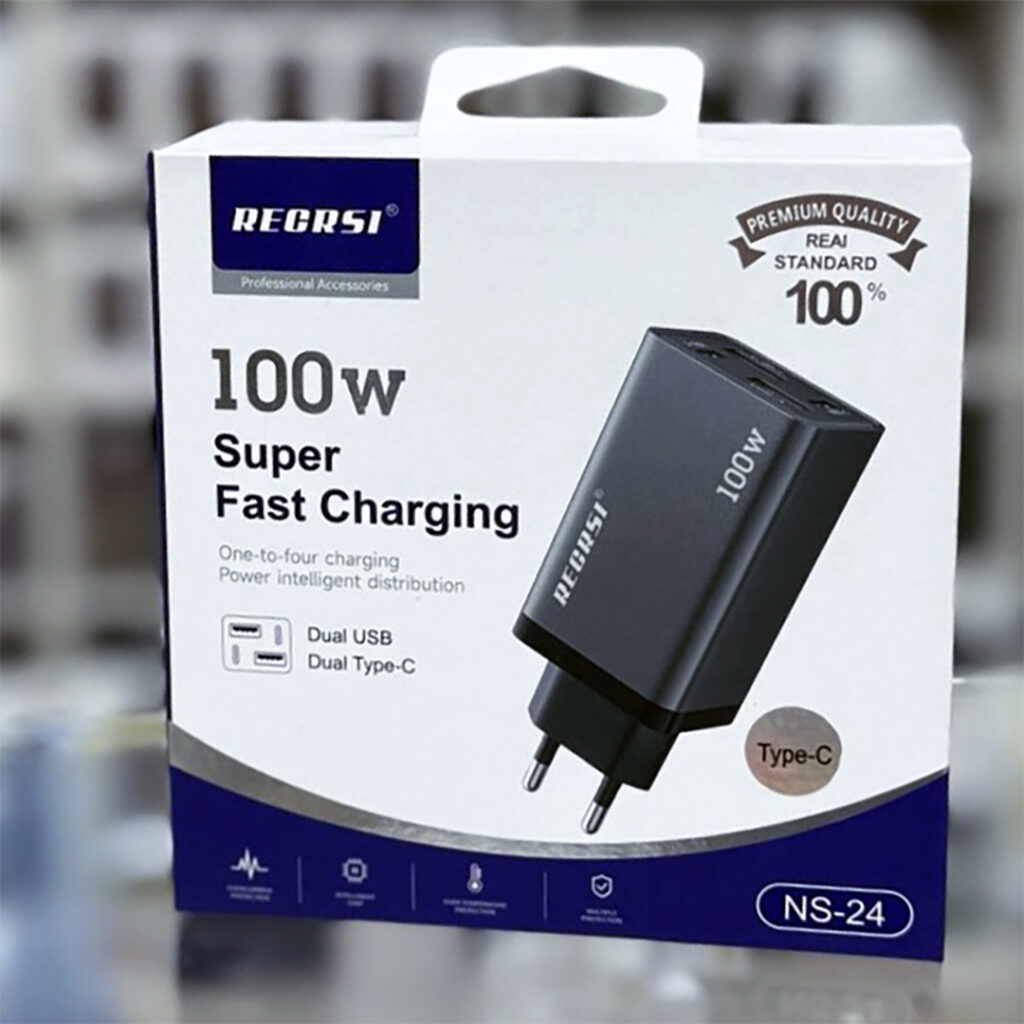 Adapter 100 Vatt Sürətli Şarj USB Type-C Regrsi NS-24