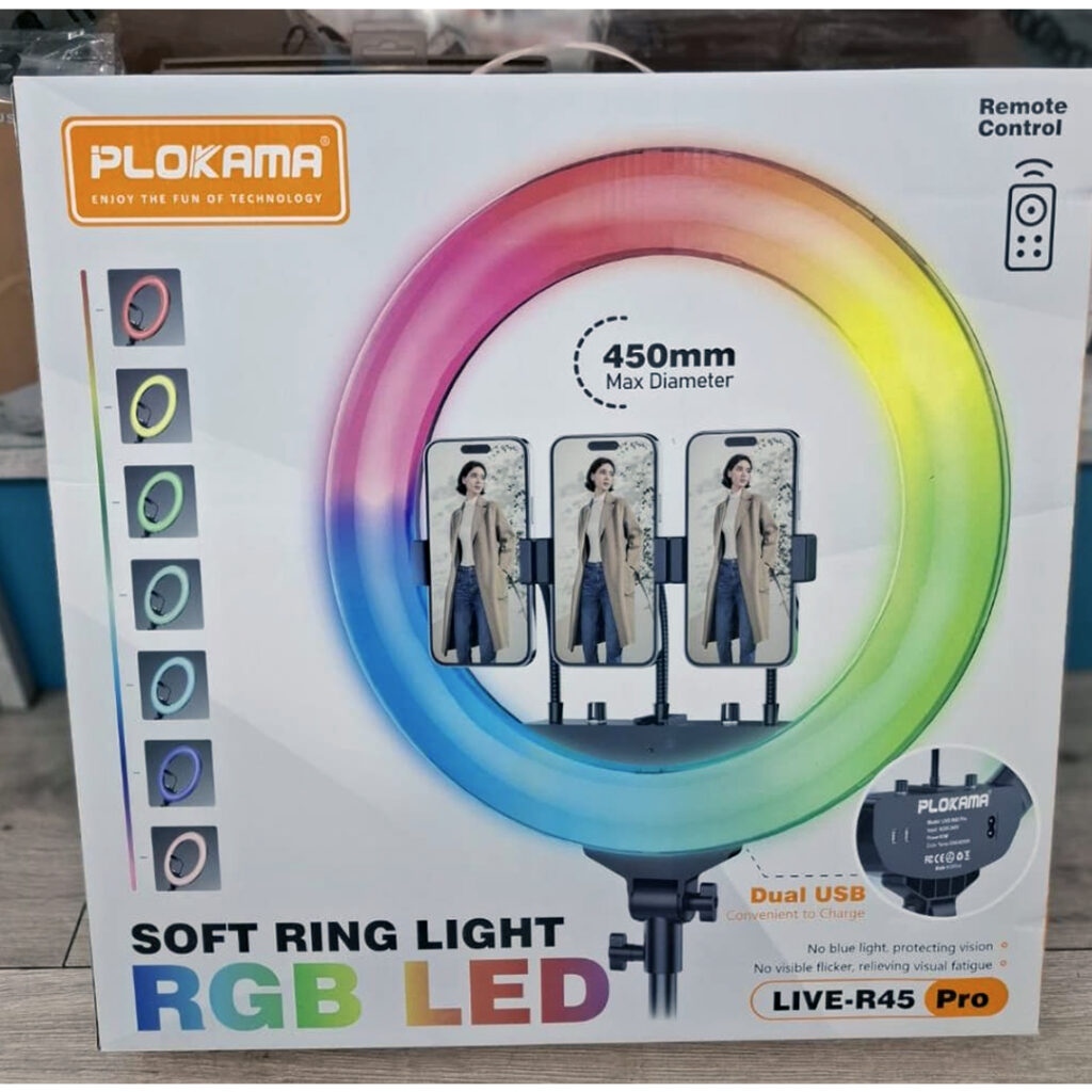 Dairəvi Lampa Studiya İşığı RGB LED Tripod Plokama LIVE-R45 Pro